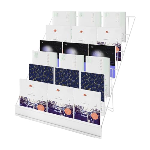 6 Tier Wire Book Display Rack Shelf, 18"L x 11"W x 17.5"H, 44Lbs Capacity