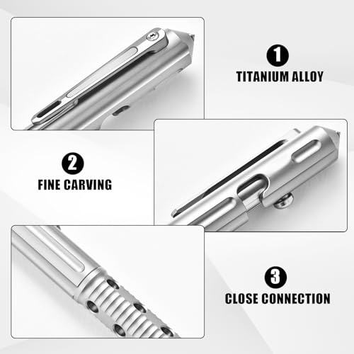 ROZOER Professional Titanium Alloy Tactical Pen Grade with Tungsten Steel Head - Perfect for Emergency Glass Breaking - European Standard G2 Refill (Sandblasted)