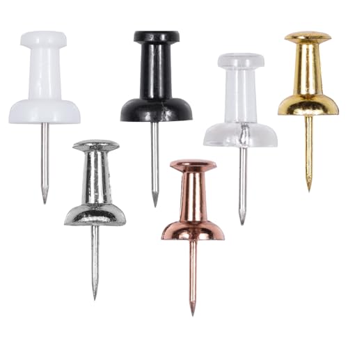JAM PAPER Colorful Push Pins - Assorted Business Colors Thumb Tacks - 600/Pack