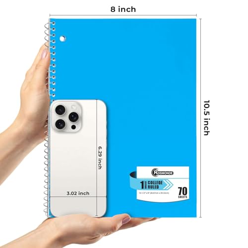 Rosmonde Spiral Notebook, 24 Pack, 1 Subject, College Ruled, 70 Sheets