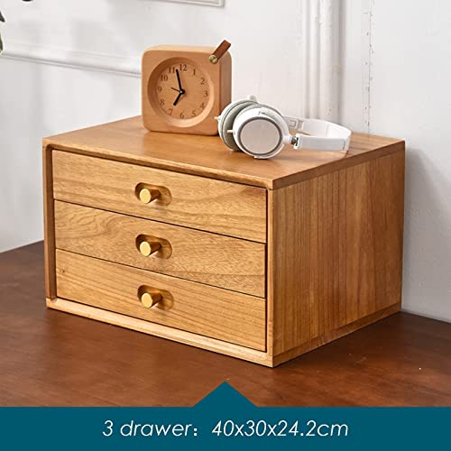 Desktop File Cabinet - Desktop Organizer Storage Box, Wooden Desktop Organizer, Office Supplies Filing Tidy Storage Shelf, Storage Cabinet/Jewelry Organizer With 2/3/4 Drawers (Size : 3Drawer) ( 3Dra