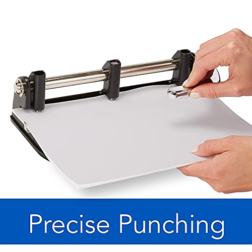 Swingline 2-7 Hole Punch, Adjustable, Heavy Duty Hole Puncher, 40 Sheet Punch Capacity, Chrome/Black/Woodgrain (74400), Metal
