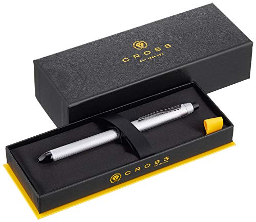 Cross Tech3+ with Sophisticated Brushed Crome Diamond Pattern Finish Barrel, 0.5mm Pencil, Black and Red Ink Refills, Interchangeable Cap Tops in Premium gift box
