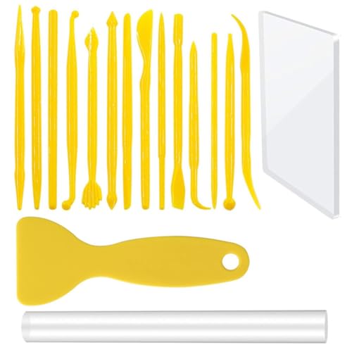 QVEZPRYX Clay Tools 17 Sets Acrylic Stick Carving Scraper DIY Sculpture Auxiliary