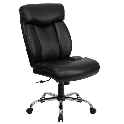 BizChair Big & Tall 400 lb. Rated High Back Black LeatherSoft Executive Ergonomic Office Chair with Full Headrest and Chrome Base