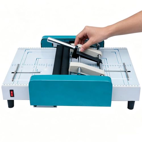 GmhXylophyte Booklet Maker A3 Paper Folder Stapler Machine, Multifunctional Automatic Book Maker Stapling Machine, Built-in Precision Scale On The Deck for Easy Paper Alignment B
