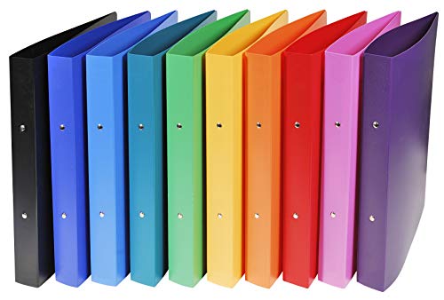Exacompta Opaque PP Semi-Rigid Covers Ring Binder, A4+, 2 Rings, 40 mm Spine - Assorted Colours, Pack of 20