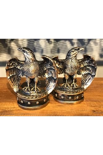 Eagle Bookends Set of 2 Black Polyester Decorative Book Holders for Shelves and Desks - Black