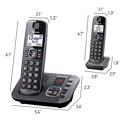 Panasonic DECT 6.0 Expandable System, Cordless Phones with Answering Machine and Call Blocking - 3 Cordless Phones 3 Handsets - KX-TGE633M (Metallic Black)