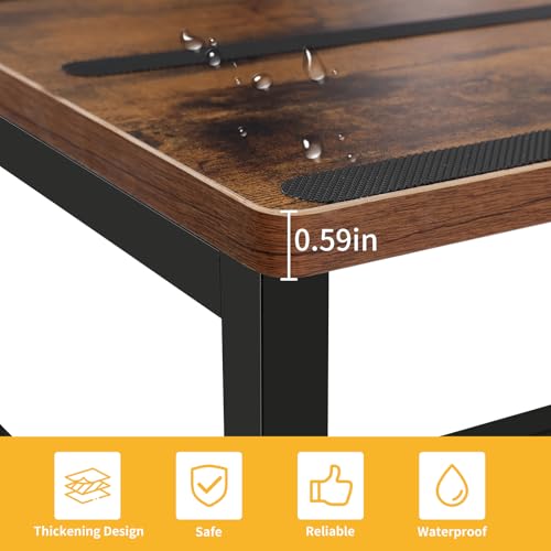 Wooden Step Stools for Non-Slip Rubber Feet, Heavy Duty Stepping Stools with 500-LBS Capacity for Bedroom Kitchen Bathroom, Bed Steps for High Beds (Rustic Brown)