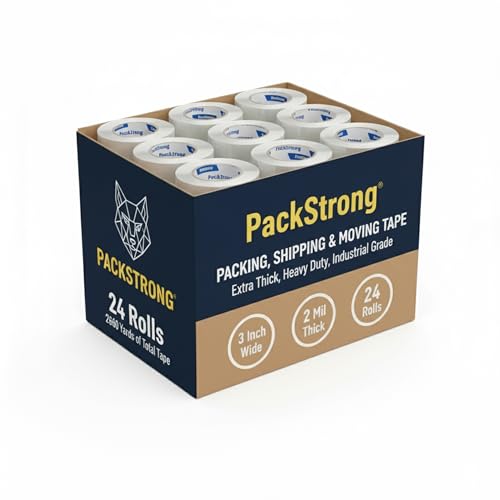 Packstrong Heavy Duty Packing Tape 24 Rolls, 3 Inch Wide 2.0 Mil 110 Yards
