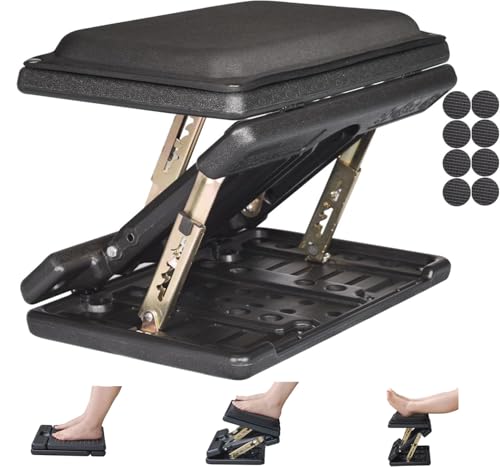 Under Desk Footrest, 4-Level Height Adjustable 12Modes Foldable Footrest