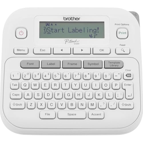 Brother PTD220 Home/Office Everyday Label Maker Bundle with TZe2312PK P-Touch Black Print on White Laminated Label Tape