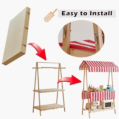 WLCGYD Portable Vending Cart with Canopy, Mobile Street Food Vendor Carts 110x60cm 140x60cm, Vendor Booth Display Items for Festival Weekend Market Craft Fair Tradeshow(E,136x60cm/53.5x23.6in)