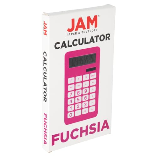 JAM PAPER Desktop Calculator - 10 Digit LCD Display - 3 3/4 x 6 3/4 Inches - Fuchsia Pink - Bulk 10/Pack
