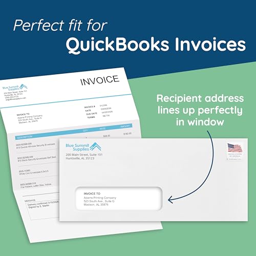 Blue Summit Supplies 500#10 Left Window Security Envelopes, Flip & Seal