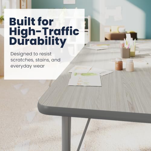 Flash Furniture 72" x 30" Adjustable Activity Table, Light Gray, Casters