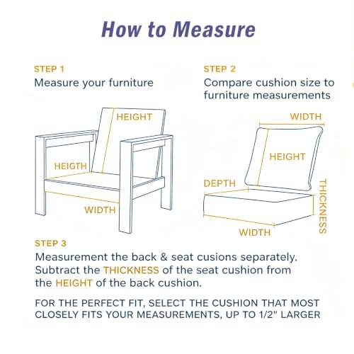 Ojtuyht 2 Item Patio High Back Seat Cushion, 3 7/8" Furniture Cushions Water Proof High Resilience Hidden Zipper, for Lawn Backyard Balcony Garden Wicker(B,21 5/8" x23 5/8")