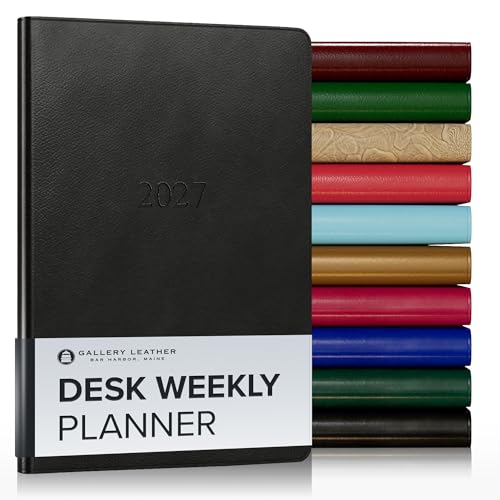 Gallery Leather Desk Weekly Planner 2026-2027 Monhegan Black