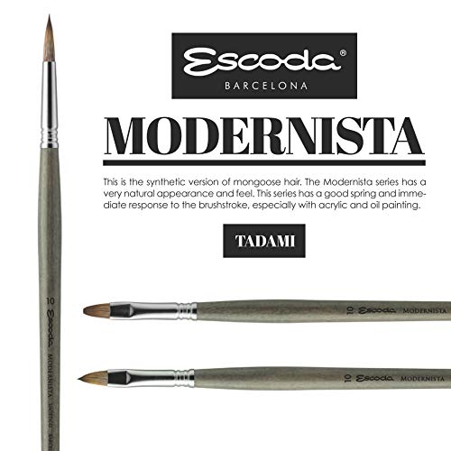 Escoda Modernista Series Artist Oil & Acrylic Long Handle Paint Brush, Size 18, Filbert