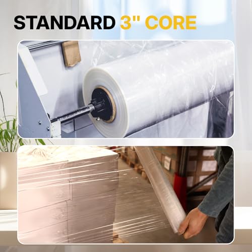 NorthSky Plastic Wrap Stretch Film - Industrial Strength up to 800% Stretch 20 Microns Clear Durable Adhering Packing Moving Heavy Duty Shrink Film Box of 4 (80 Gauge, 18'' x 1500')