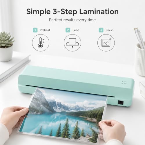 Craftelier Minty Laminator and Hot Foil Applicator, Low Noise Thermal Laminator Machine with Rapid Preheating for Home Office School Business，White