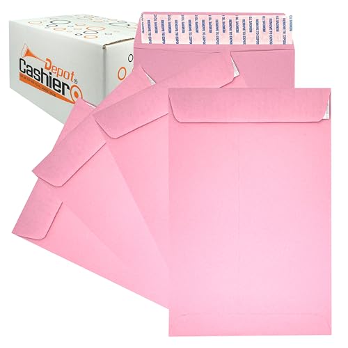 Cashier Depot 6x9 inch Catalog Envelopes, Pastel Colors, Peel & Seal, 24lb. Paper, Made in USA, 500 Count (500, Pink)