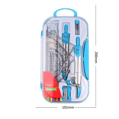 KLJUHGTR 1 Set of Plastic Metal Ruler Geometry Protractor Mathematics Drawing Stationery School Compass