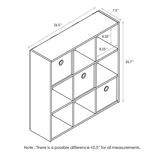 Furinno Simplistic 9 Cube Storage Organizer, Bookcase Shelf, Espresso