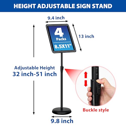 VAIIGO 4Pack 8.5x11 Sign Stand - Adjustable Floor Standing Sign Holder