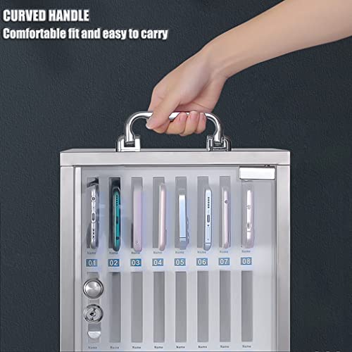 DJVHSRI Stainless Steel Wall-Mounted Telephone Cabinet with Clear Storage for Mobile Phones Portable Handle & Key Lock - Secure & Stylish,Silver-24