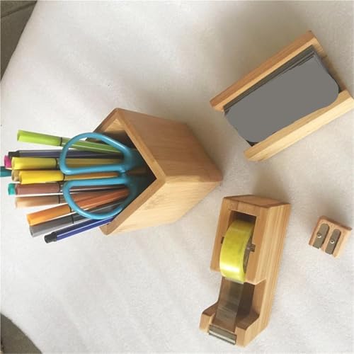 Wood Tape Dispenser 2pcs Simple Tape Dispenser Office Stationery Holder Stainless Steel Blade Durable Stable Smooth Polished to Touch for Office Home Crafts(4 piece Set)