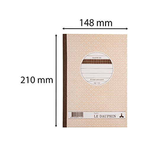 Le Dauphin 1112 Duplicate Book Self-Transferring Squared 210 x 148 mm 50 Sheets Pack of 5