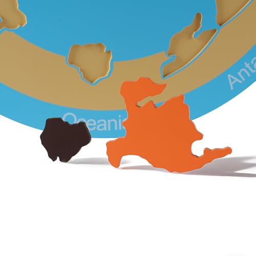 Premium Montessori Seven Continents Puzzle – Large Wooden World Map Puzzle Board, 19.3in(49cm) Geography Learning Materials, Continent Identification & Cultural Studies, Homeschool Classroom Kids 3-6