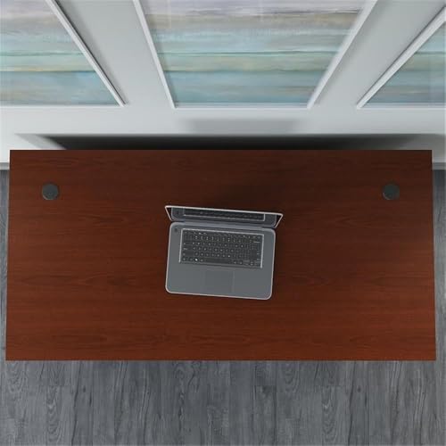 Scranton & Co Office Desk, 60W x 30D x 30H, Thermally Fused Laminate, Mahogany Finish, Wire Management Grommets, Sturdy Commercial Desk for Private or Open-Plan Home Office Workspace