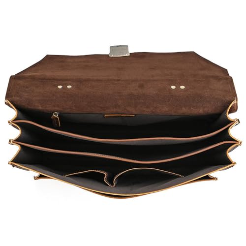 Messenger Bag for Men Vintage Leather Briefcase Laptop Shoulder Bag Unisex Crossbody Messenger Satchel for Office(Dark Brown)