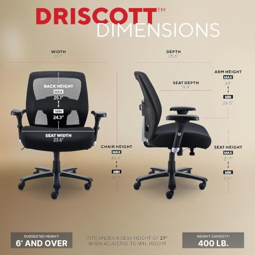 Staples Driscott Mesh Big and Tall Chair, Black