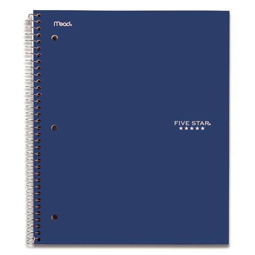 Five Star Spiral Notebook, 1-Subject, 100 College-Ruled Sheets, 11 x 8.5 Inch Sheet Size, Navy (72059)