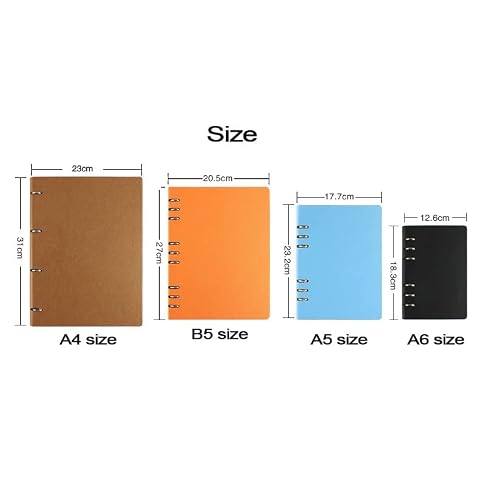 NSUQOA JSEIAJB Faux Leather Notebook A4 A6 B5 A5 Spiral Planner Hard Cover Office Business Notepad Binder(Black,A5 size 232x177mm)