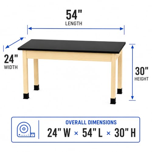 Learniture by Diversified Woodcrafts Science Lab Table, Chemical-Resistant Laboratory Table with Black High-Pressure Laminate Top,Solid Oak Legs, STEM Classroom, Science Lab & Workshop Furniture