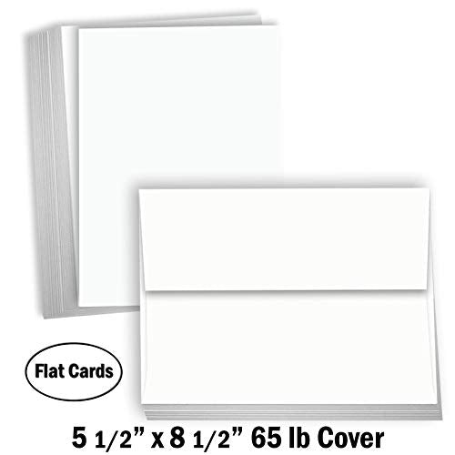 Hamilco White 65lb Cover 5.5x8.5 Index Cards & Envelopes (100PK)