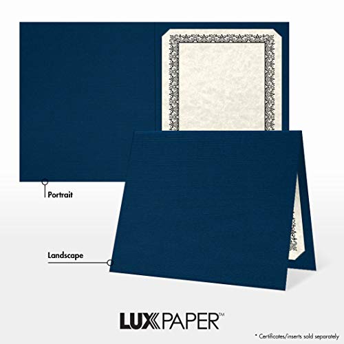 LUXPaper 9.5" x 12" Certificate Holders | Nautical Blue Linen | 100lb. Cover | 100 Qty