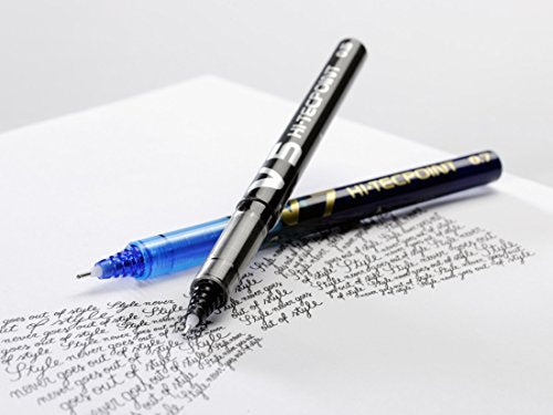 PILOT V7 Hi-Tecpoint Rollerball Pen - Liquid Ink - Medium 0.7mm Nib - Blue Ink - In Envelope Gift Packaging - Pack of 8