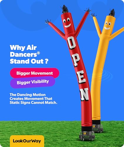LookOurWay Air Dancers Wacky Waving Inflatable Tube Guy Set - 20 Feet Tall Inflatable Puppet Dancer Tube Man with Sky Dancer Blower - Open Red