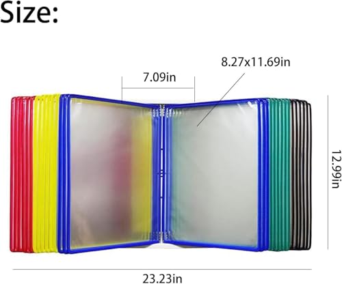 QTNLFCKVZ A4 wall mounted document holder, 20 Pockets Hanging Wall File Organizer,A4 Wall Hanging Display Book, Presentation Project Folder for Files(Black)