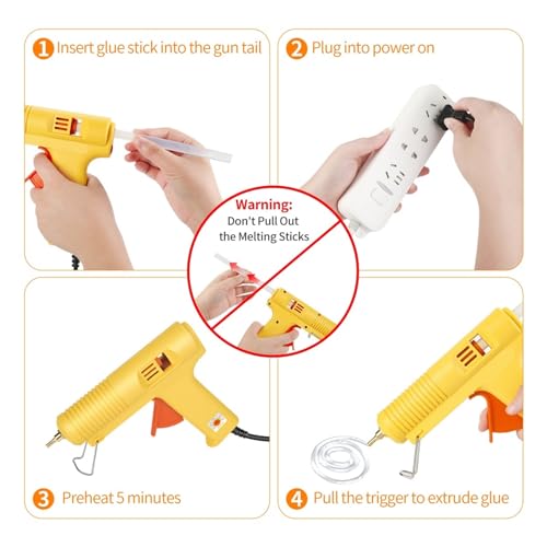 LIBODD Hot Glue Gun 150W Hot Melt Glue Gun with 10pcs 11mm*200mm White Sticks Smart Adjustable Temperature 5pcs Copper Nozzle for DIY Arts, Crafts and Quick Repairs