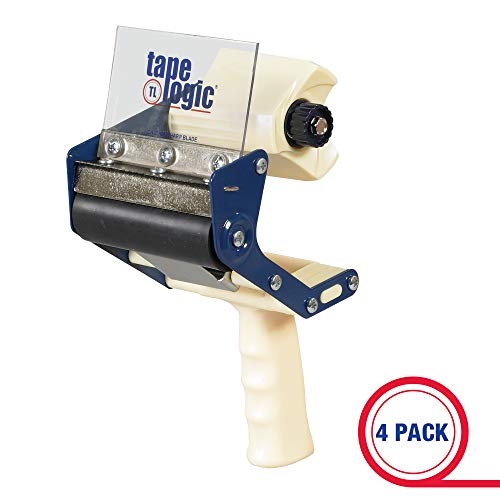 BOX USA Tape Logic (4 Pack) Heavy-Duty Carton Sealing Tape Dispenser, 4", Blue/White