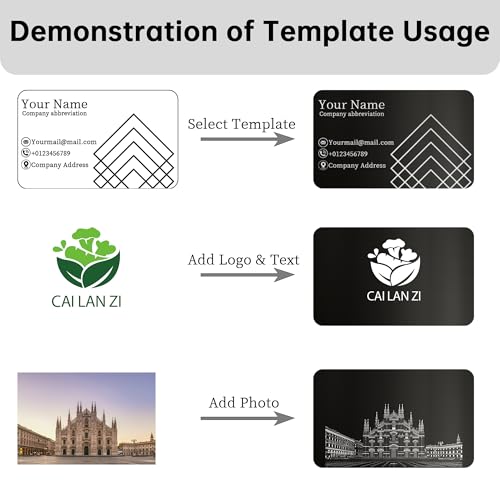 20-600 Custom Metal Business Cards with Personalized Logo/Text/Design/QR Code, Permanent & Clear Laser Engraving Info, Double-Sides Customizable, 0.5mm Anodized Aluminium