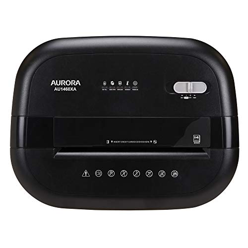 Aurora Anti-Jam 14-Sheet Crosscut Paper/CD and Credit Card Shredder/with 6-Gallon pullout Basket 120 Minutes Continuous Run Time