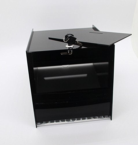 Fixture Display 8.8"x11.0"x9.0" Acrylic Ballot Box with 8.5 x 11 Sign Holder Pen-Black 19228